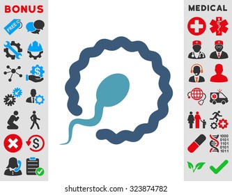 Insemination vector icon. Style is bicolor flat symbol, cyan and blue colors, rounded angles, white background.