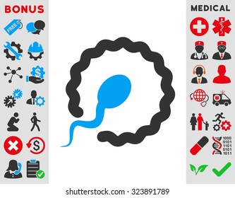 Insemination vector icon. Style is bicolor flat symbol, blue and gray colors, rounded angles, white background.