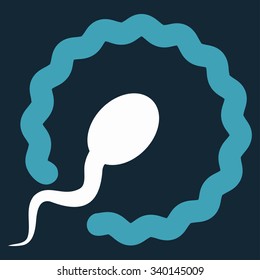 Insemination vector icon. Style is bicolor flat symbol, blue and white colors, rounded angles, dark blue background.