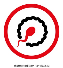 Insemination vector icon. Style is bicolor flat rounded symbol, intensive red and black colors, rounded angles, white background.