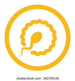 Insemination vector icon. Style is flat rounded symbol, yellow color, rounded angles, white background.