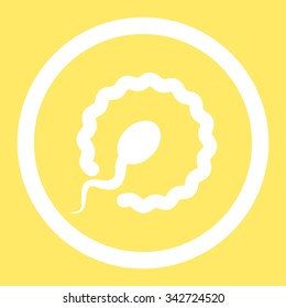 Insemination vector icon. Style is flat rounded symbol, white color, rounded angles, yellow background.