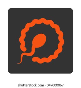 Insemination vector icon. Style is flat rounded square button, orange and gray colors, white background.