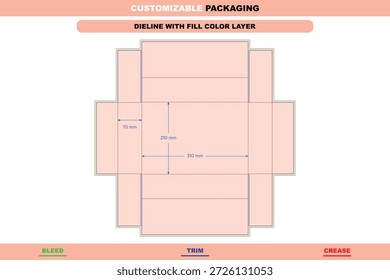 Inserte la caja con el dieline de la aleta del polvo para el diseño de empaquetado con la disposición estructurada de la caja y la exactitud de la impresión apoyada por la línea del dado para los paquetes cerrados del producto
