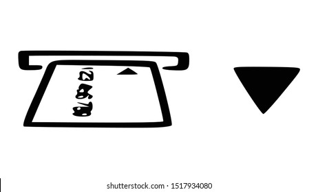 Insert card here symbol, logo, icon, sign. Template isolated on white background. 2D simple flat Style graphic design. Black and white color. Can be used for any purposes. Vector EPS10