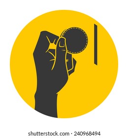 Insert coin, abstract icon, sign vector illustration