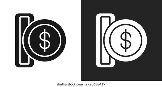 Insertar Icono De Moneda En Estilo Glifo Blanco Y Negro