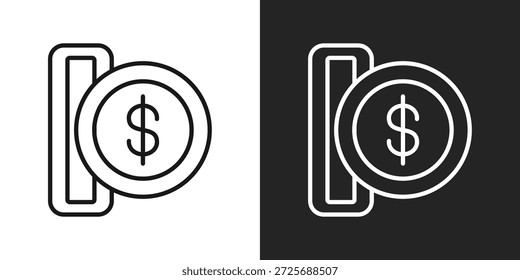 Insertar icono de moneda en estilo de línea en blanco y negro