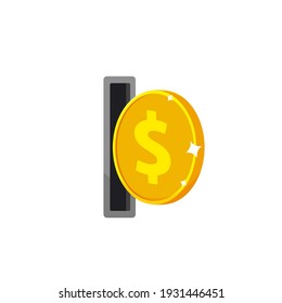 Insert coin icon flat design. isolated on a white background