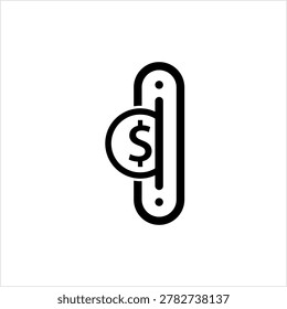 Insert Coin Icon, Coin Slot Icon, Arcade, Casino, Wending Machine Coin Acceptor Vector Art Illustration