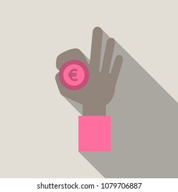 Insert coin / token or pay money flat icon for apps and websites