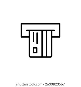 inserir ícone de cartão de crédito, ícone atm vetor. em design de estilo de linha em fundo branco. ilustração de vetor