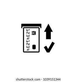 Insert Credit Card. Shopping. Bank ATM vector icon. Simple flat symbol on white background