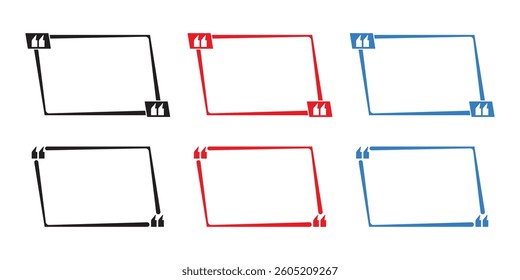 Insert the feet of the frame. Empty quotations for the text. Template of the frame of the quotation 3 b1ilim background. Banner. Frame of the box of quotation. Icon of quotation. Vector illustration