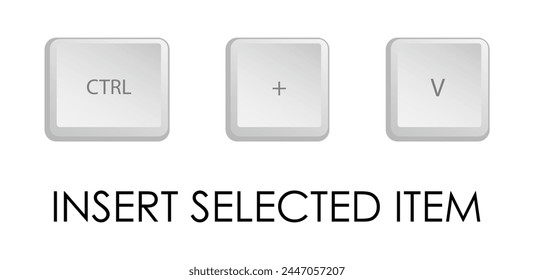 Insert key combination. Keyboard shortcut for quickly executing command in operating system. Isolated vector on white background