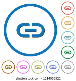 Insert link flat color vector icons with shadows in round outlines on white background