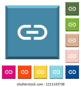Insert link white icons on edged square buttons in various trendy colors