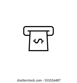 Insert money. Money transfer, transaction line icon. Banknote 
