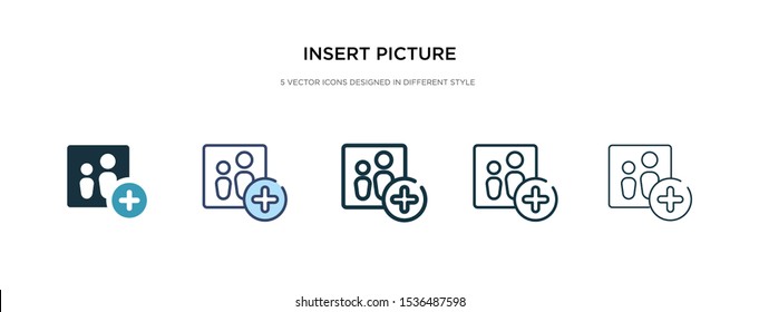 insert picture icon in different style vector illustration. two colored and black insert picture vector icons designed in filled, outline, line and stroke style can be used for web, mobile, ui