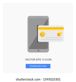 Insert Silver Card With Gold Coin Dollar Sign From Right Side In To Smart Phone Gray Dollar Sign Currency Vector Illustration White Background Flat Icon