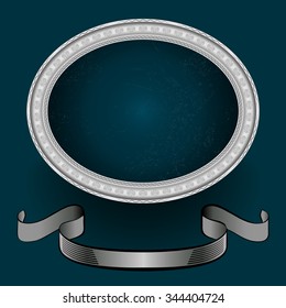 Insert this frame your favorite image and give to friends
oval frame of silver and banner for drawings and photos