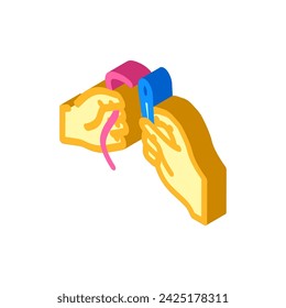 insert thread into needle isometric icon vector. insert thread into needle sign. isolated symbol illustration