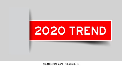 Etiqueta de color insertada pegatina con la palabra 2020 tendencia sobre fondo gris