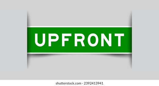 Inserted green color label sticker with word on gray background