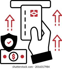inserting card to cash withdrawal Concept Vector Icon Design, Business and Management Symbol, Banking and finance Sign, ECommerce and Delivery Stock illustration