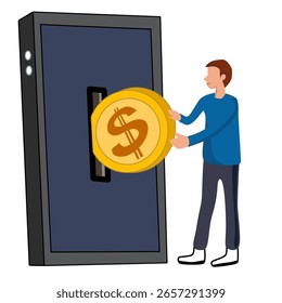 Inserting Coin into a mobile phones Illustration