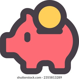 Inserción De Moneda En Un Icono De Vector Bancario De Piggy