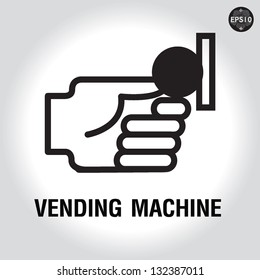 Inserting Coin In To A Vending Machine Sign, Vector