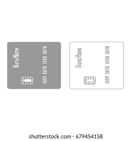 Inserting credit card grey set  icon .