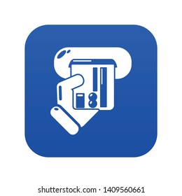 Inserting credit card icon blue vector isolated on white background