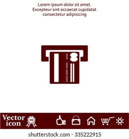 Inserting credit card - vector icon