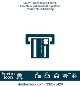 Inserting credit card - vector icon