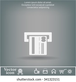 Inserting credit card - vector icon