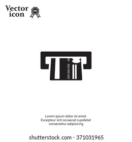 Inserting credit card - vector icon