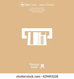 Inserting credit card - vector icon