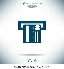 Inserting credit card - vector icon