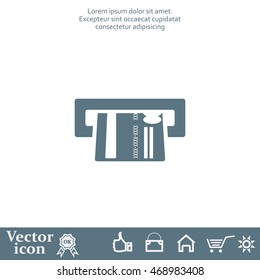 Inserting credit card - vector icon