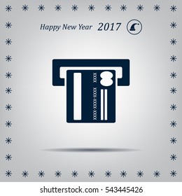 Inserting credit card - vector icon