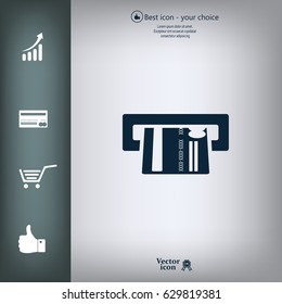 Inserting credit card - vector icon
