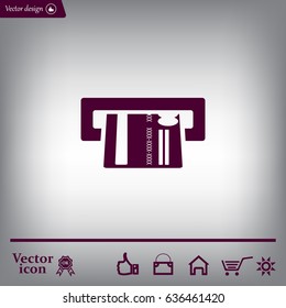 Inserting credit card - vector icon