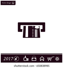 Inserting credit card - vector icon