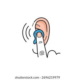 Inserting an earplug to block out noise and improve concentration for better hearing protection
