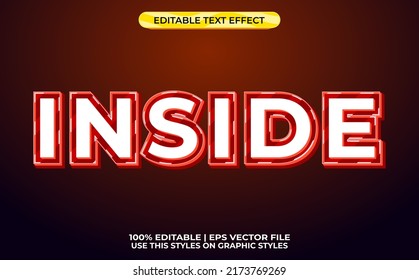 inside 3d text effect with neon theme. red typography template for modern tittle