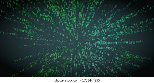 Inside abstract futuristic cyberspace.  Code matrix concept.  Code stream in perspective. Hacking programming data . Artificial Intelligence.  Machine learning. 