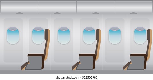 Inside Airplane, Business Class Seat Vector Illustration