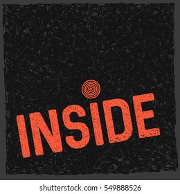 Inside art orange text calligraphy lettering meditation graphic drawing illustration.